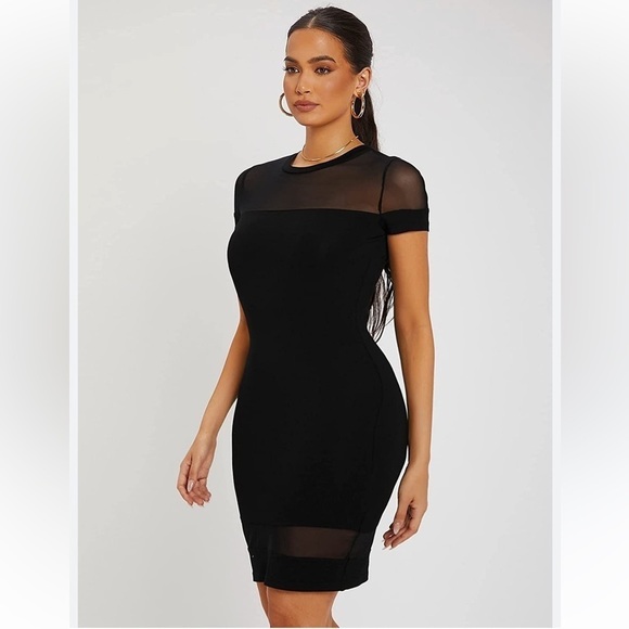 Finejo  Women's Mini Bodycon Dress Short Sleeve Size XL - Picture 2 of 10